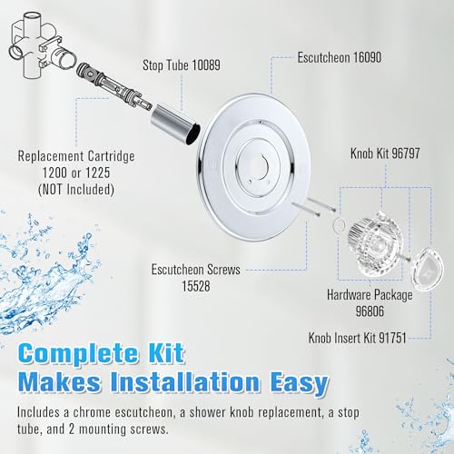 Image of Enhon Tub and Shower Trim Kit, Shower Trim Compatible with Moen Chateau T470 Single Handle Tub /Shower Standard Valve, Escutcheon Screws Tube and Handle(Chrome, Knob)