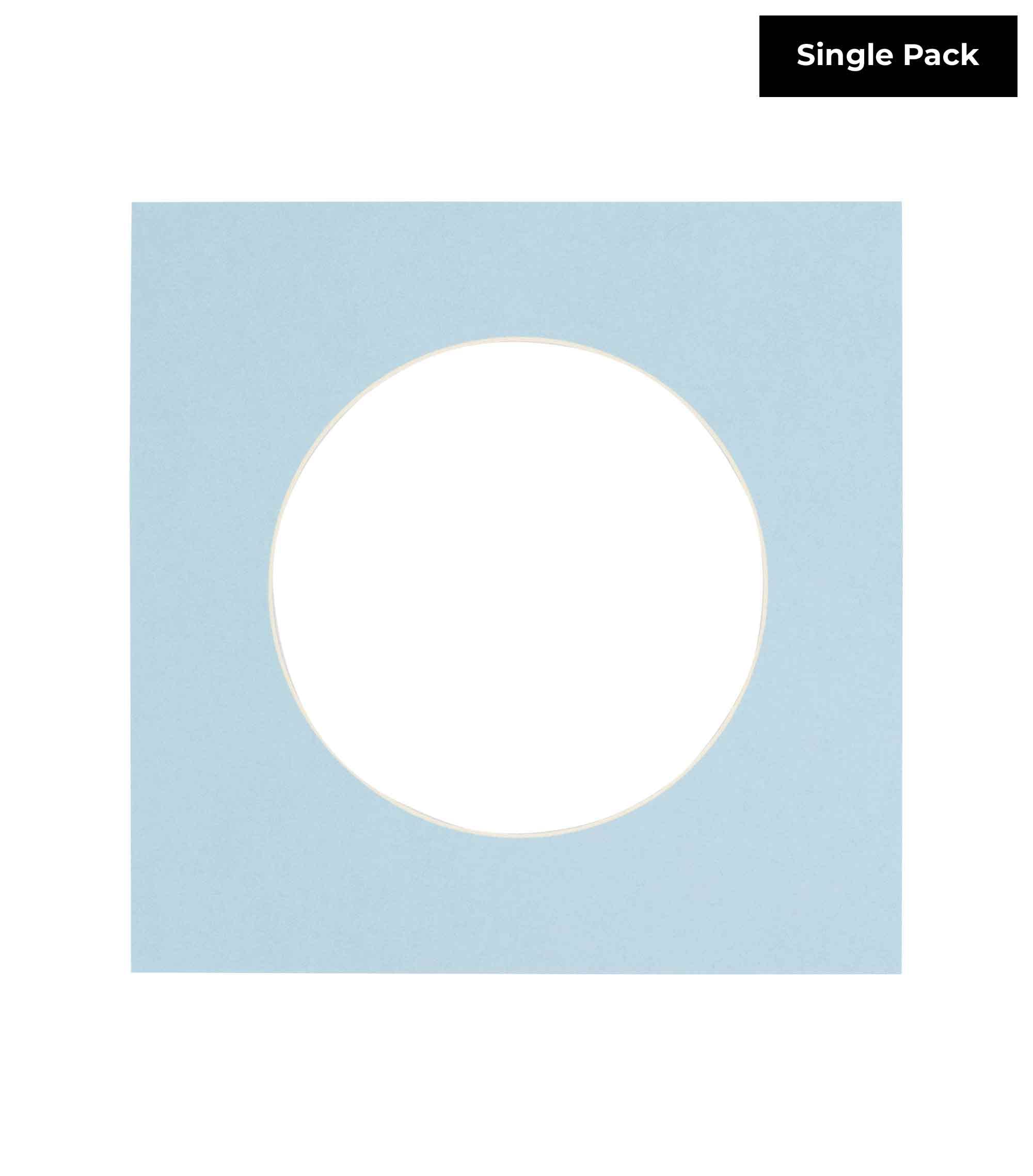 CountryArtHouse Baby Blue Acid Free 10x10 Circle Picture Frame Mat with White Core Bevel Cut for 6x6 Pictures - Fits 10x10 Frame - Pack of 1 Matboard Show Kit with Acid Free Backing & Clear Bag