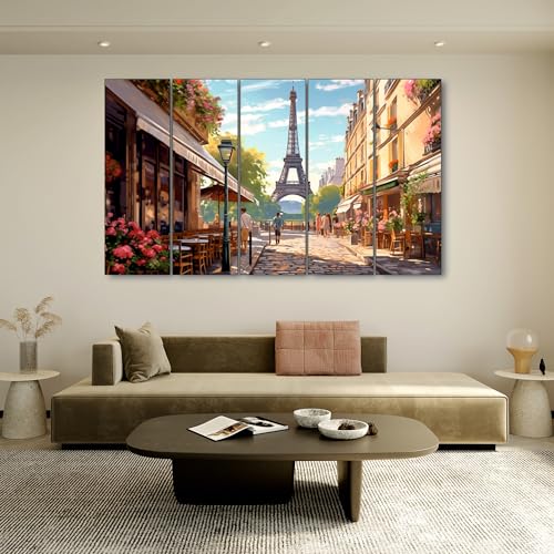 Image of The Castle Decor Eiffel Tower Painting With Frame 5 Big Size (36x60) wall Art for Living Room,bedroom,drawing Room,hotels-wooden Framed-digital Painting