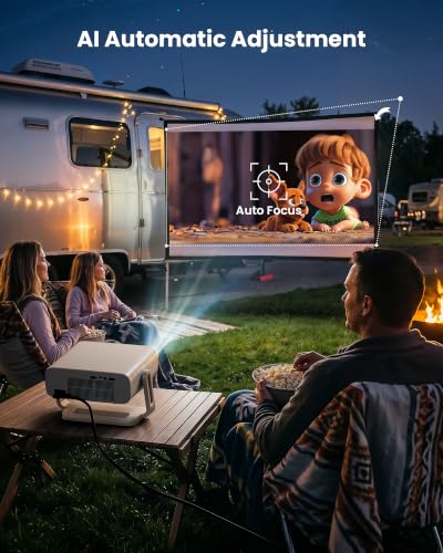 [Compatible with Netflix/4K Decoding] Smart Outdoor Projector with WiFi and Bluetooth, Built-in Streaming Apps, Auto-Focus & Keystone Correction, Portable Projector for for Bedroom/Ceiling/Camping - image 5