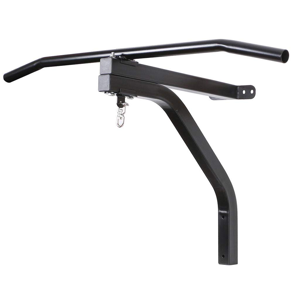 BAKAJI Braccio Supporto per Sacco da Boxe a Parete Allenamento Pugilato da Muro con Barra Sollevamenti Trazioni Fitness Palestra Cardio in Acciaio Dimensione 93 x 47 x 51 cm Colore Nero