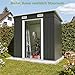 TRIUMPHKEY Metall Gerätehaus 183x109x182cm mit Fundament 3.6m³ Gartenhaus mit Pultdach & 2 Schiebetür, Anthrazit, Farradgarage, Wetterfest für Gartengeräte und Mülltonnen