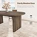 GarveeHome 70.8 Inch Oval Dining Table for 6-8 People, Long Large Kitchen Table with Thick Sturdy Wooden Base, Farmhouse Dining Room Table for Kitchen, Living Room, Office (Brown)