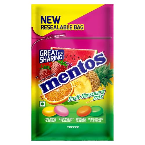 Image of Mentos, Rainbow Assorted, Chewy Dragees Pouch, 136G 40Pic(Orange,Mint)