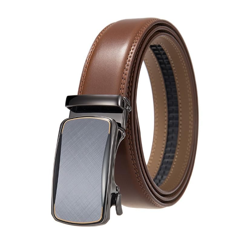 Mens Business Casual Belt Self Locking Layer Leather