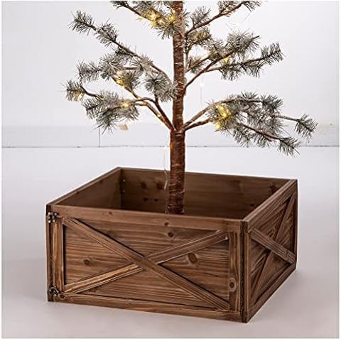 Glitzhome Natural Wooden Tree Collar Christmas Tree Skirt Tree Box Tree Stand Cover, 22" L Cover
