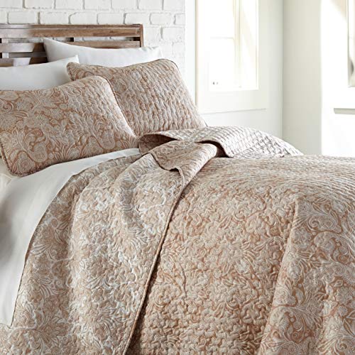 Southshore Fine Living, Inc. Oversized Boho Bedding Quilt Set Lightweight, Summer Reversible Coverlet Bedspread 2-Piece With One Matching Sham (68 In Wide X 98 In Long), Taupe, Twin/Twin Xl #TOP3