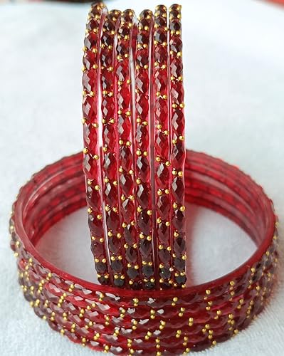 Image of JPS Plain and Glossy Finished Raindrop Glass Bangles Set for Women & Girls | Traditional Ethnic Chudi for Wedding, Party & Regular- Set of 12 Pcs of One Colour | Wedding Special