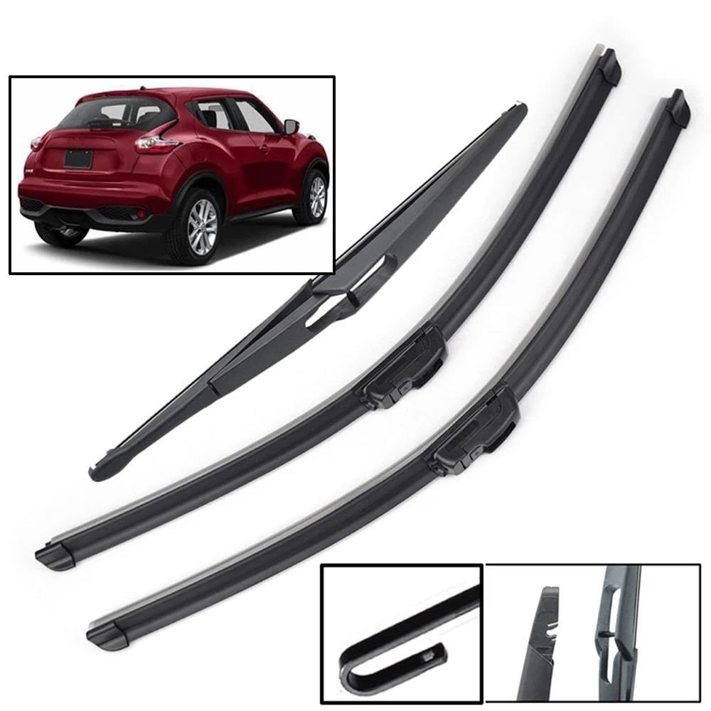 Tergicristalli Auto per Nissan per Juke 2010-2019 Auto Anteriore Lunotto Posteriore Parabrezza Spazzole Tergicristallo Auto Tergicristalli Ricambi Auto Spazzola Tergicristallo