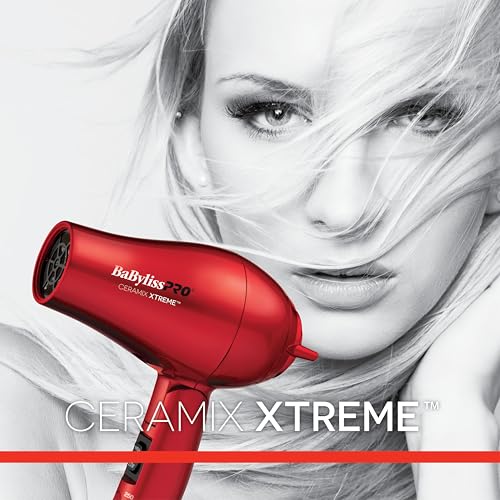 BaBylissPRO Ceramix Xtreme Ceramic Travel Hairdryer, Red, 1 Count