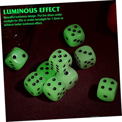 NUOBESTY 10 Stück Spielwürfel Leuchten im Dunkeln Würfel Neuheit Würfel Sechs Seiten Couchtisch Spiel Indoor Outdoor Spiel für Familie Bar Party 16Mm