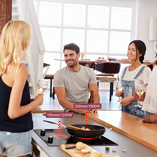 Image of Hobsir 2 Burner Electric Cooktop, 12 Inch Built-in Stovetop, 220-240V | 3000W Two Burner Ceramic Cooker, 9-Level Knob Control, Residual Heat Warning & Auto Shut-Off, All Cookware Compatible