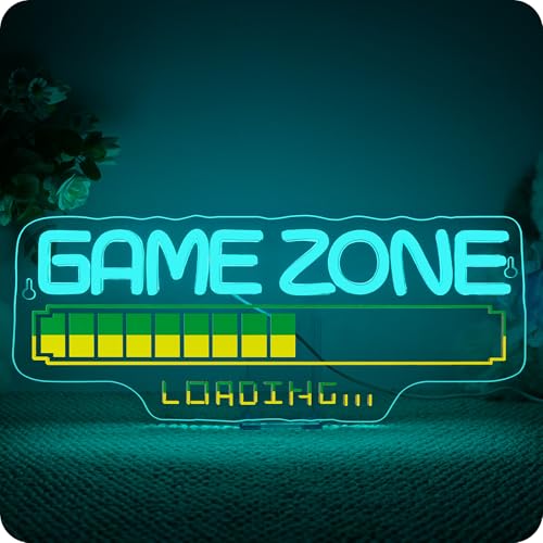 Horseneon Game Zone Letrero De NeóN, Letrero Led Para Zona De Juegos,Letrero De Neón Para Juegos, Decoración Para Sala De Juegos Letra Usb Luz De Neón Zona De Juegos,Regalos Para Gamers