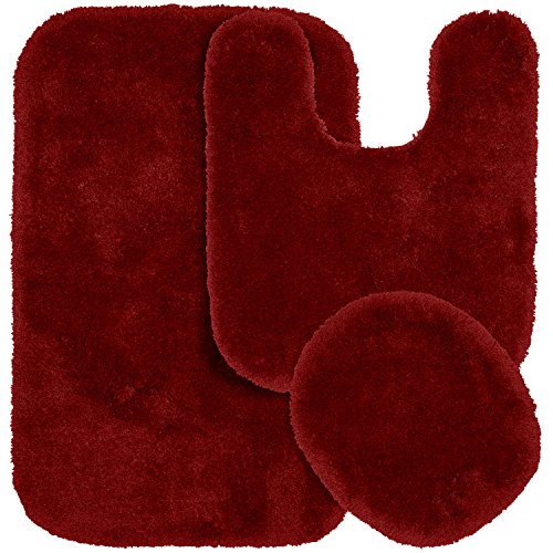 Garland Rug 3-Piece Finest Luxury Ultra Plush Washable Nylon Bathroom Rug Set, Chili Pepper Red