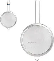 Peneira de Aço Inox 19 cm de Diâmetro 6,9 cm de Altura Utensílio Multifuncional de Cozinha Peneira para Tapioca Farinha e Açúcar Plástico Reforçado Fácil de Limpar