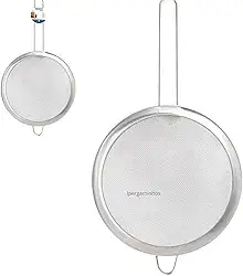 Peneira de Aço Inox 19 cm de Diâmetro 6,9 cm de Altura Utensílio Multifuncional de Cozinha Peneira para Tapioca Farinha e Açúcar Plástico Reforçado Fácil de Limpar