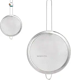 Peneira de Aço Inox 19 cm de Diâmetro 6,9 cm de Altura Utensílio Multifuncional de Cozinha Peneira para Tapioca Farinha e Açúcar Plástico Reforçado Fácil de Limpar