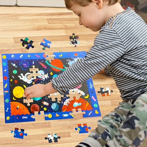 Image of VGRASSP 70 Pcs Space Themed Solar System Based Interlocking Puzzle Toy - Search, Find and Connect Educational, Challenging & Brain Booster Jigsaw Puzzle for Kids, Boys and Girls