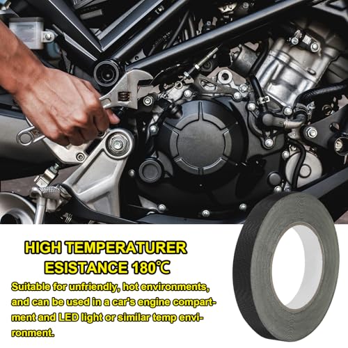 Image of MECCANIXITY Insulating Acetate Cloth Adhesive Tape, 0.8in x 98ft Black Electrical Heat Resistant Fabric Tape with Paper for Laptop Electric Automotive Guitar Repair Wire Harness