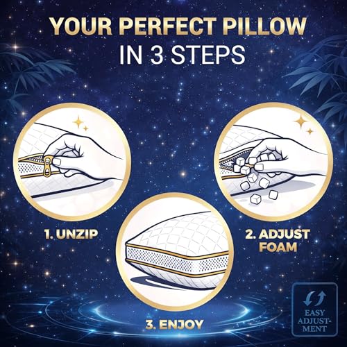 Image of Royal Therapy 4-Pack King Memory Foam Pillow, Adjustable Shredded Odor-Free Bed Pillow for Neck & Shoulder Pain Relief, Breathable Support for Back, Stomach, Side Sleepers, AirFlowPRO