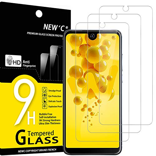 NEW'C 3 Pezzi, Vetro Temperato Compatibile con Wiko View 2, Pellicola Prottetiva Anti Graffio, Anti-Impronte, Durezza 9H, 0,33mm Ultra Trasparente, Ultra Resistente