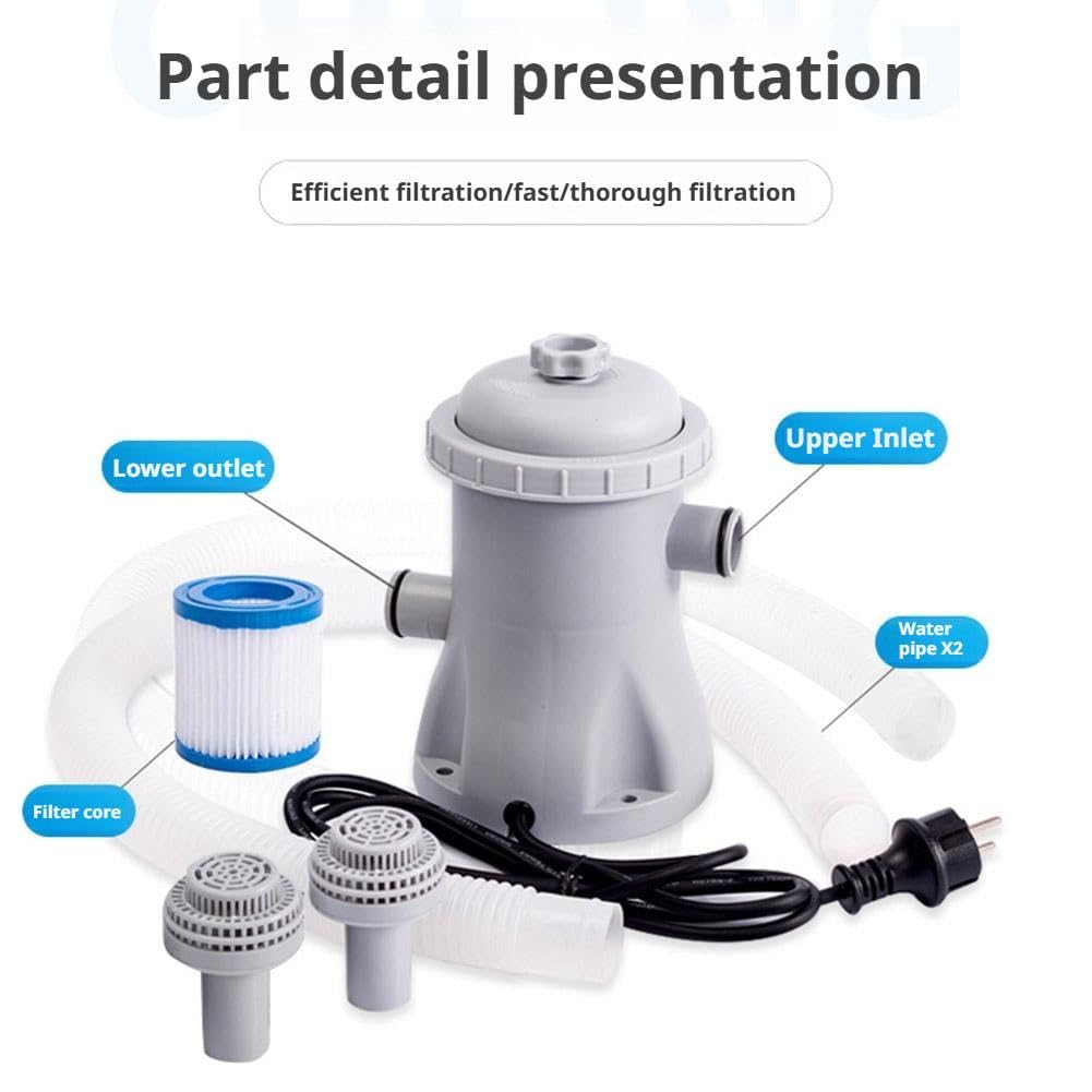 Pompa filtro per piscina, 330 GPH tasso di pompa per piscina, pompa filtro a cartuccia per piscine a terra, pompa filtro per piscina, sistema di pompaggio per piscina pulitore di circolazione