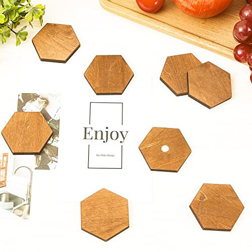 30 imanes decorativos de madera hexagonales para nevera miniatura 7