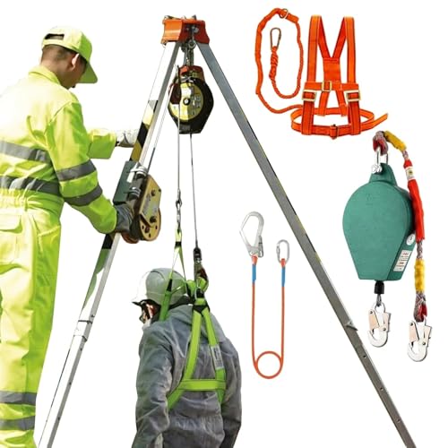 Dreibein-Set Professional Stativ-Set für beengte Räume, Stativ für beengte Räume, Rettungsstativ mit 1200 1800 2600 Pfund Winde und 10 m Absturzsicherung, Aluminium-Kanalheberettung