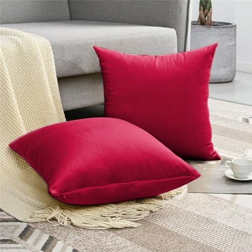 Simply Amelia Red Cushion Covers 45 x 45 (Pack of 2) Decorative Square