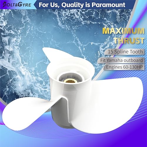 Image of BOLT&GYRE Outboard Boat Propeller OEM Aluminum, Fit Yamaha Engines 60-130HP, 15 Spline Tooth