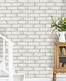 Timeet Brick Wallpaper Peel and Stick Wallpaper Self Adhesive Removable Wallpaper 17.7"×197" Beige W