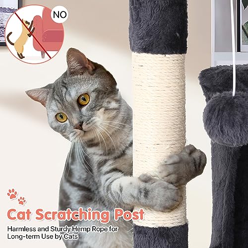 Casa para gato con rascador, torre de 21 pulgadas gris miniatura 7