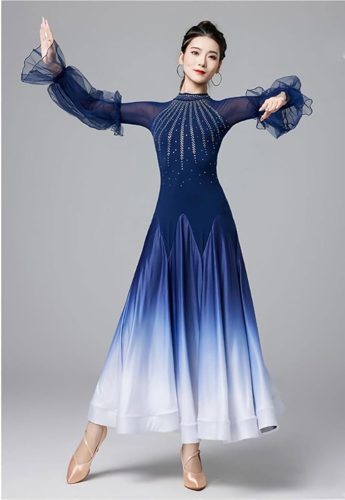 hapyours] グラデーション社交ダンスドレス 社交ダンス 練習着