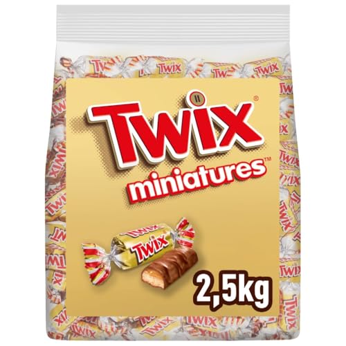 Twix Minis, Barritas de Chocolate con Leche, Galleta y Caramelo, Perfectas como Caja Regalo o Dulces de Navidad, 2,5 kg