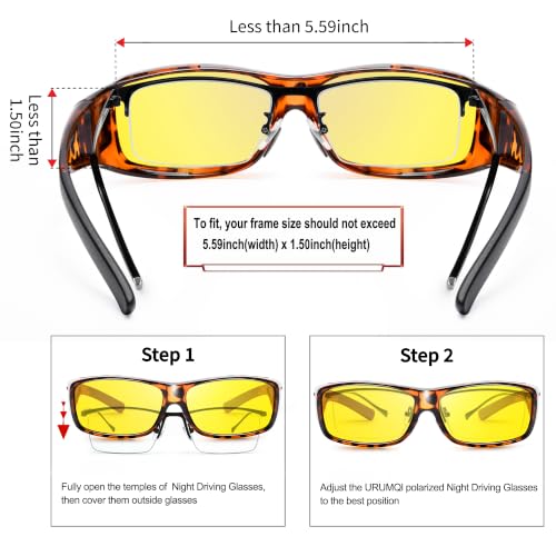 Image of URUMQI Night Vision Driving Glasses Fit Over Eyeglasses for Men Women