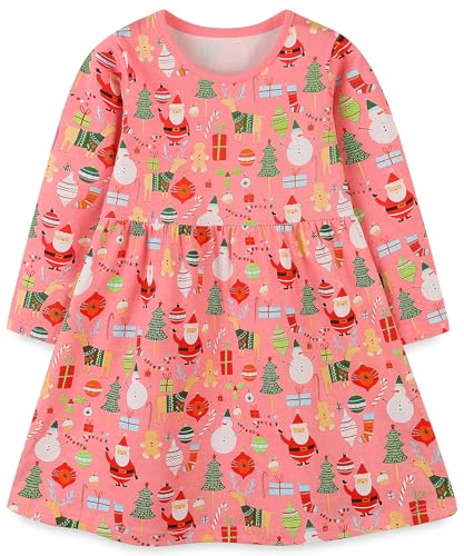 Image of Hongshilian Little Girls Cotton Casual Dress Cartoon Print T-Shirt Short Sleeve Skirt Dresses