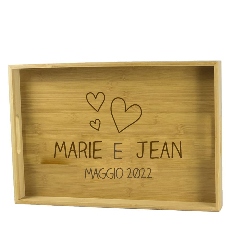Regalo personalizzato per le taglie: vassoio in bambù personalizzato per coppia