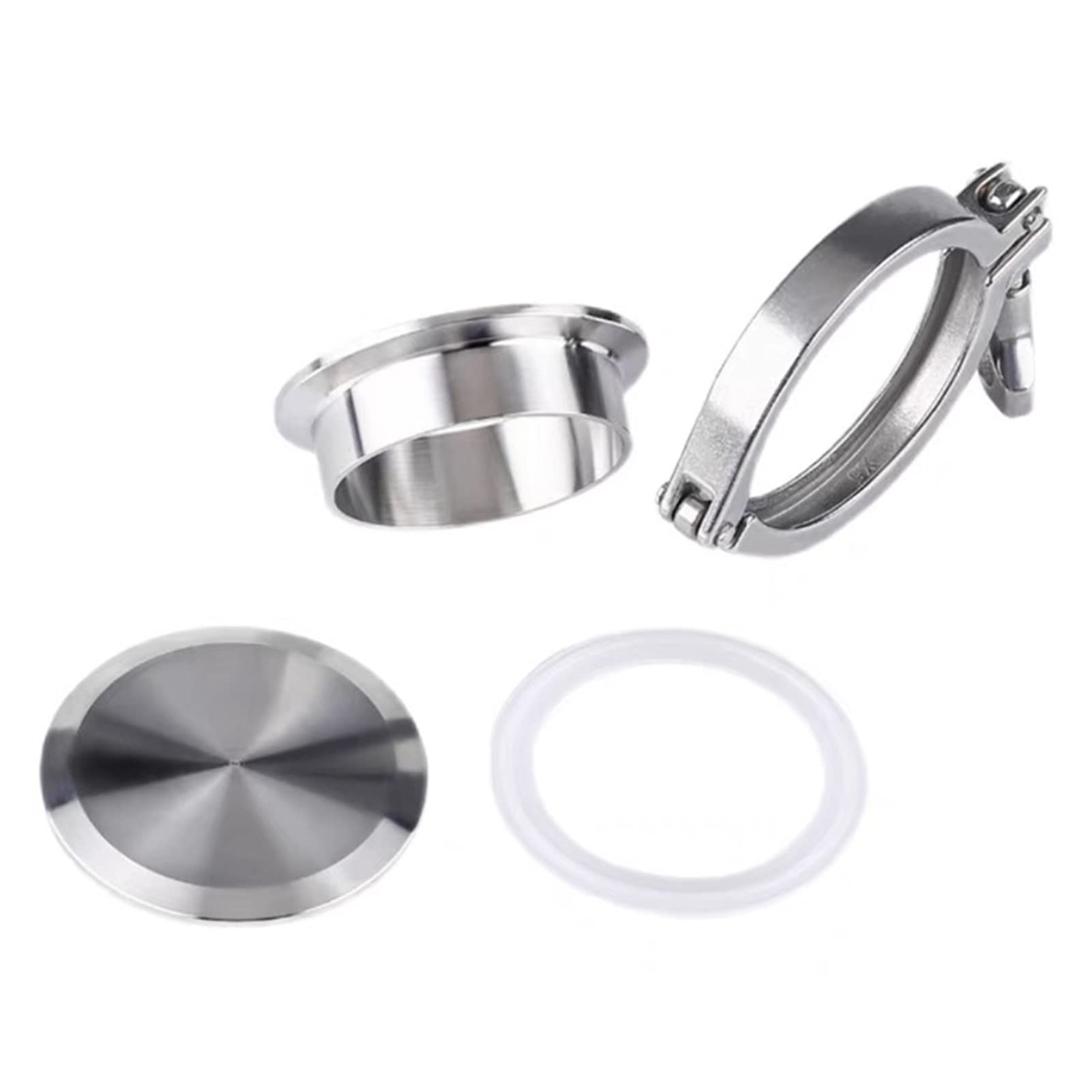 Union 19mm-168mm Pipe O/D Weld Ferrule + End Cap + Tri Clamp + Silicon Gasket 304 Stainless Steel for (Size : 114mm x Ferrule 130)