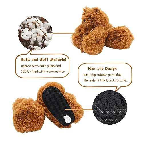 Cute Teddy Bear Slippers Fashion Soft Plush Teddy Bear House Slippers Indoor Anti-Slip Faux Fur Warm Shoes For Women And Girls4