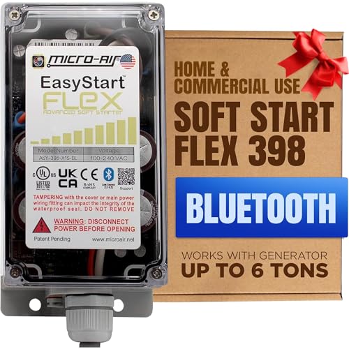 MICRO-AIR EasyStart FLEX 398 - Bluetooth Soft Start Kit for Home Air Conditioner, RV & Commercial Use, Works with Generators, Reduces Power Surge, Efficient Start-Up - Up to 6 Tons