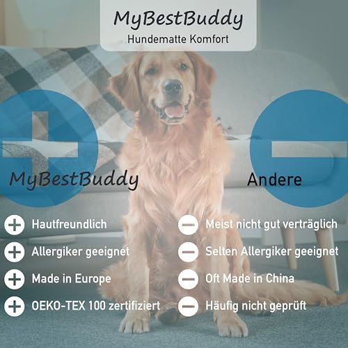 MyBestBuddy Hundekissen Komfort grau 70x50 cm M, allergikerfreundlich (100% Polyester), rutschfest - 40°C waschbar mit flauschigem Stoffbezug - Hundematte BZW. Hundebett für mittelgroße Hunde