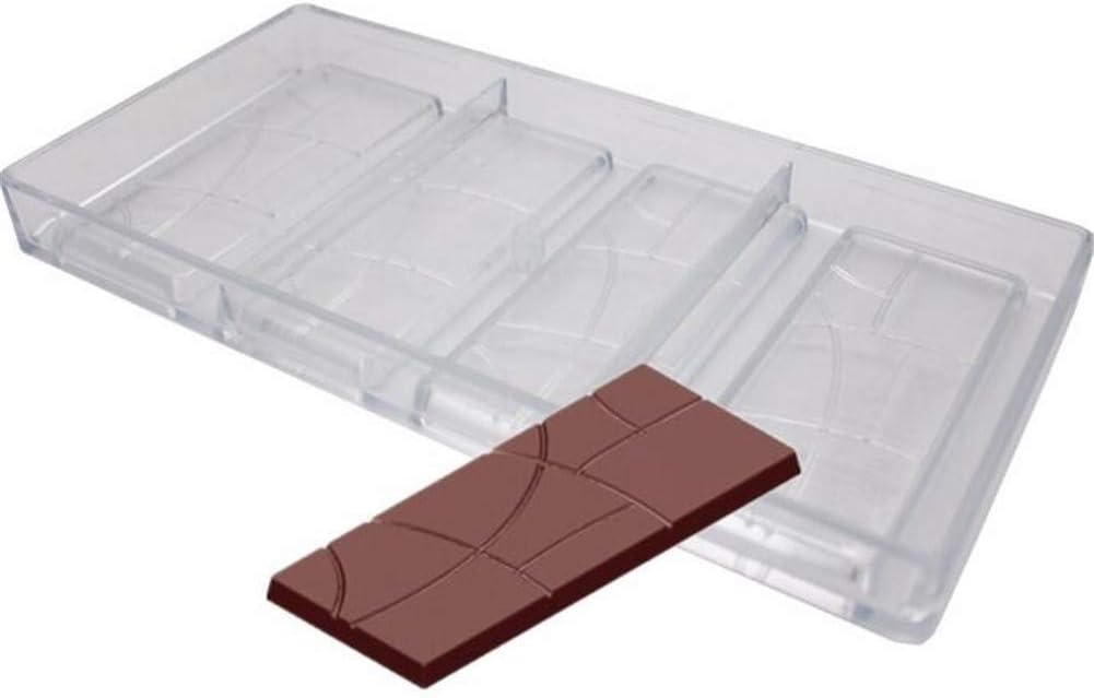 Plain Chocolate Bars Molds Injection Hard PC Candy Mould Baking, Polycarbonate Chocolate Mould, 4 Break Apart Chocolate Chunk Molds, Plastic Clear Pastry Cake Cocolate Maker Bakeware Pan
