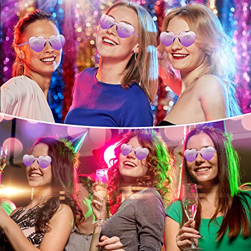 Macarrie 24 Pairs Summer Heart Shape Rimless Sunglasses for Women Transparent Love Fun Sunglasses Party4