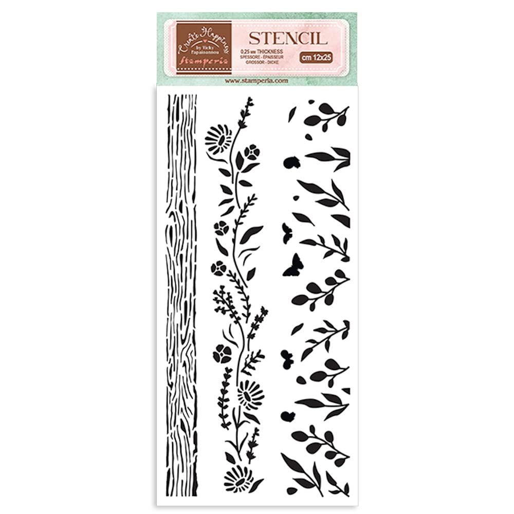 Stamperia 0 Thick Stencil-Create Happiness-Welcome Home-Nature, 12 X 25 Cm
