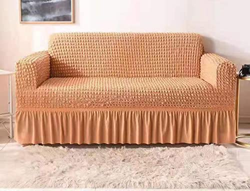 Housse de canapé extensible 2 places orange pour salon sectionnel