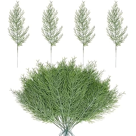 Alpurple 25 PCS Artificial Pine Branches-13.7 Inches Fake Greenery Plants Pine Sprigs-Faux Pine Leaves Picks for DIY Garland Crafts Christmas Embellishing and Home Garden Decoration (25PCS) Cover