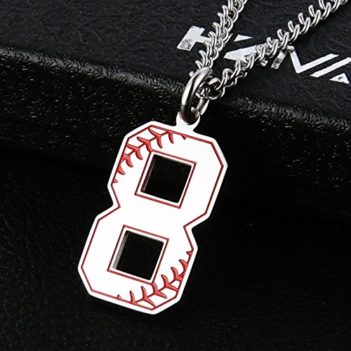 Collier initial baseball avec charms numérotés 0-9, cadeau d'inspiration - 2
