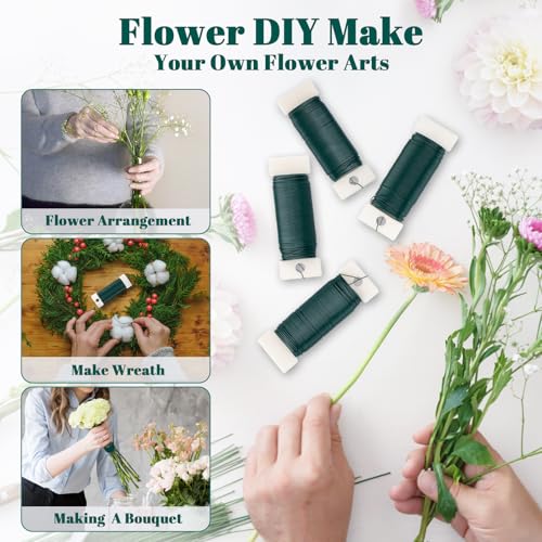 aisoso 4 pack floral wire 131 yards paddle wire 22 gauge florist wire green for wreath wire making craft floral flower arrangements and diy crafts garland