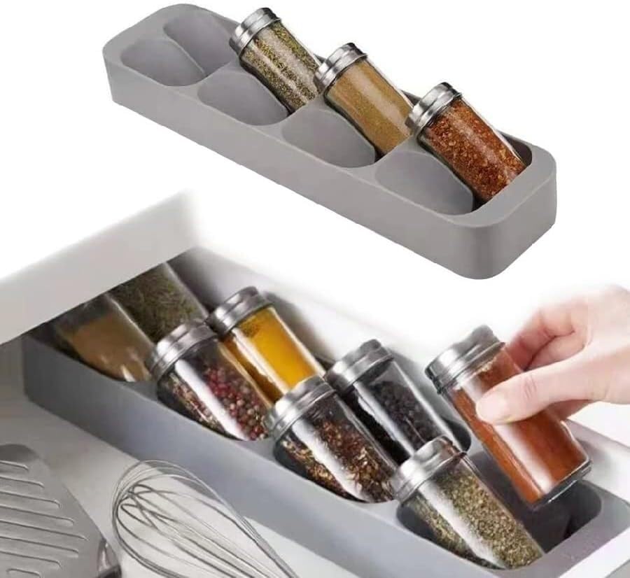 Estante para Especias de Cocina con 8 Agujeros, Soporte para Botellas de Salsa y condimentos, Organizador de cajones para Especias.