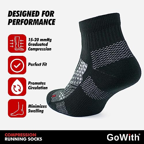 GoWith 2/4 Pairs Unisex Running Socks, Anti-Blister Cushioned Athletic Performance Padded Seamless Ankle Socks2